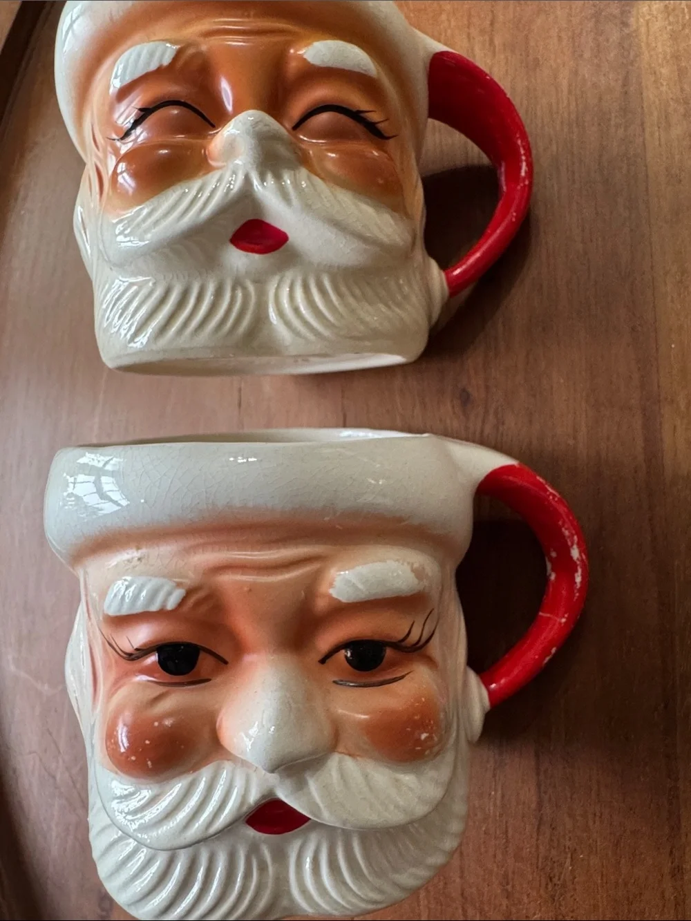 Crazed & Chippy Vintage Santa Mugs